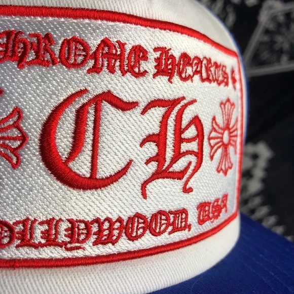 Chrome Hearts ★ AUTHENTIC Blue / Wh / Rd Trucker Hat - Picture 3 of 12